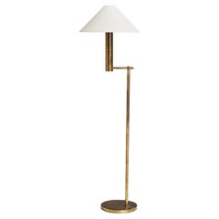 Høvik Verk, Floor Lamp, Brass, Fabric, Norway, 1960s