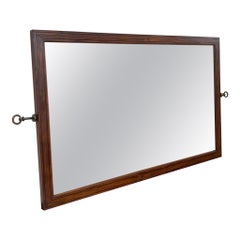 Retro Wood Framed Mirror With Wood Inlay and Decorative Handles.