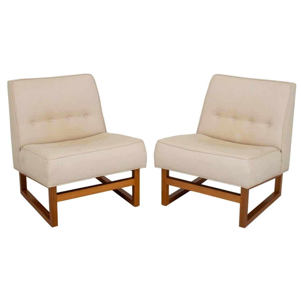 Pair of Edward Wormley Attr Dunbar Slipper Chairs For Sale