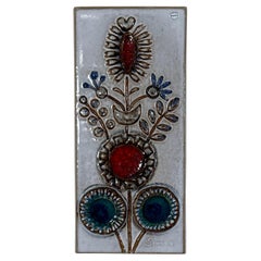 Danish Ceramic Abstract Flower Wall Plaque by Soholm
