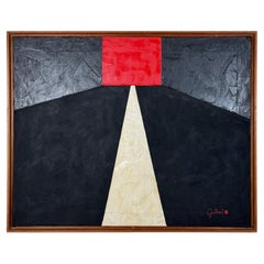Pintura al óleo abstracta de los años 60 firmada por Gilbert