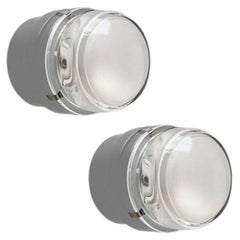 Pair of Joe Colombo 'Fresnel' Outdoor Wall Lamps in Grey for Oluce