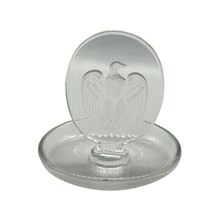 Vintage Lalique Crystal Pin Ring Dish Tray For Sale