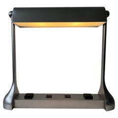 Table Lamp  Reading Light Satin Chrome Metal Library Lamp