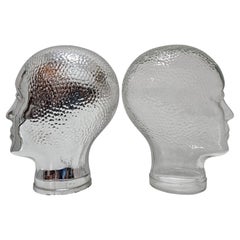 Retro Pair of Mid Century Modern Mannequin Glass Heads, Italy 1960s