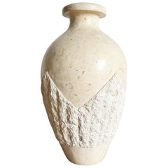 Vintage Postmodern Polished and Raw Tessellated Stone Floor Vase