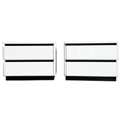 Used Postmodern Storm Trooper White Lacquered and Black Nightstands by Reuben's