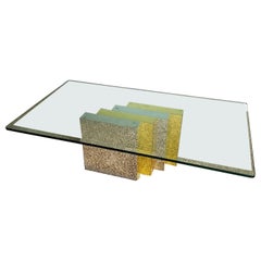 Table basse Art Déco à piédestal en or et chrome par Cerino Design