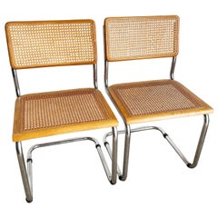 Freischwingende Stühle aus Chrom und Schilfrohr im Marvel Breyer-Stil aus der Mitte des Jahrhunderts