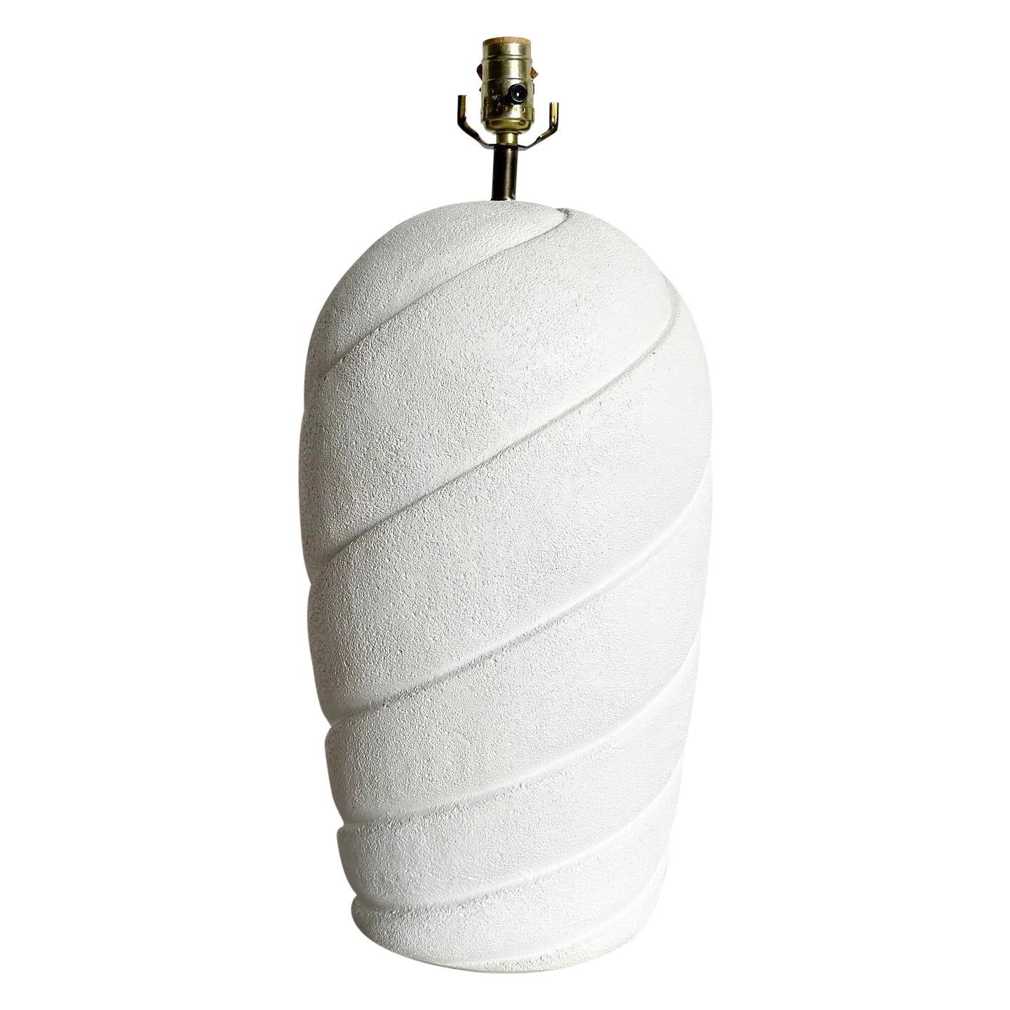 Postmodern Off White Sculpted Swirl Ceramic Table Lamp For Sale