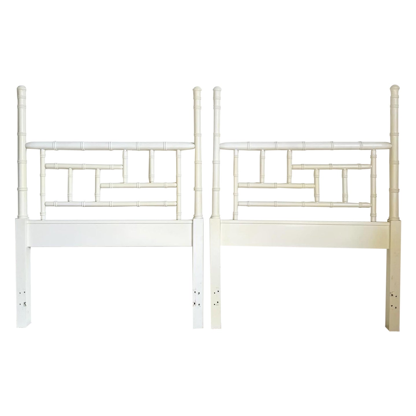 Boho Chic Faux Bamboo Twin Headboards - a Pair For Sale