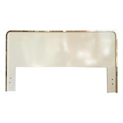 Postmodern Cream Lacquer Laminate Waterfall Queen Headboard With Gold Trim