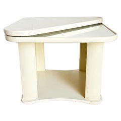 Postmodern Faux Marble Laminate and Mirror Side Table