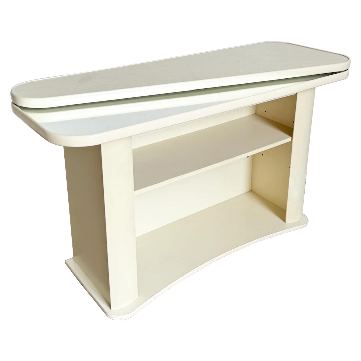 Postmodern Faux Marble Laminate and Mirror Console Table For Sale