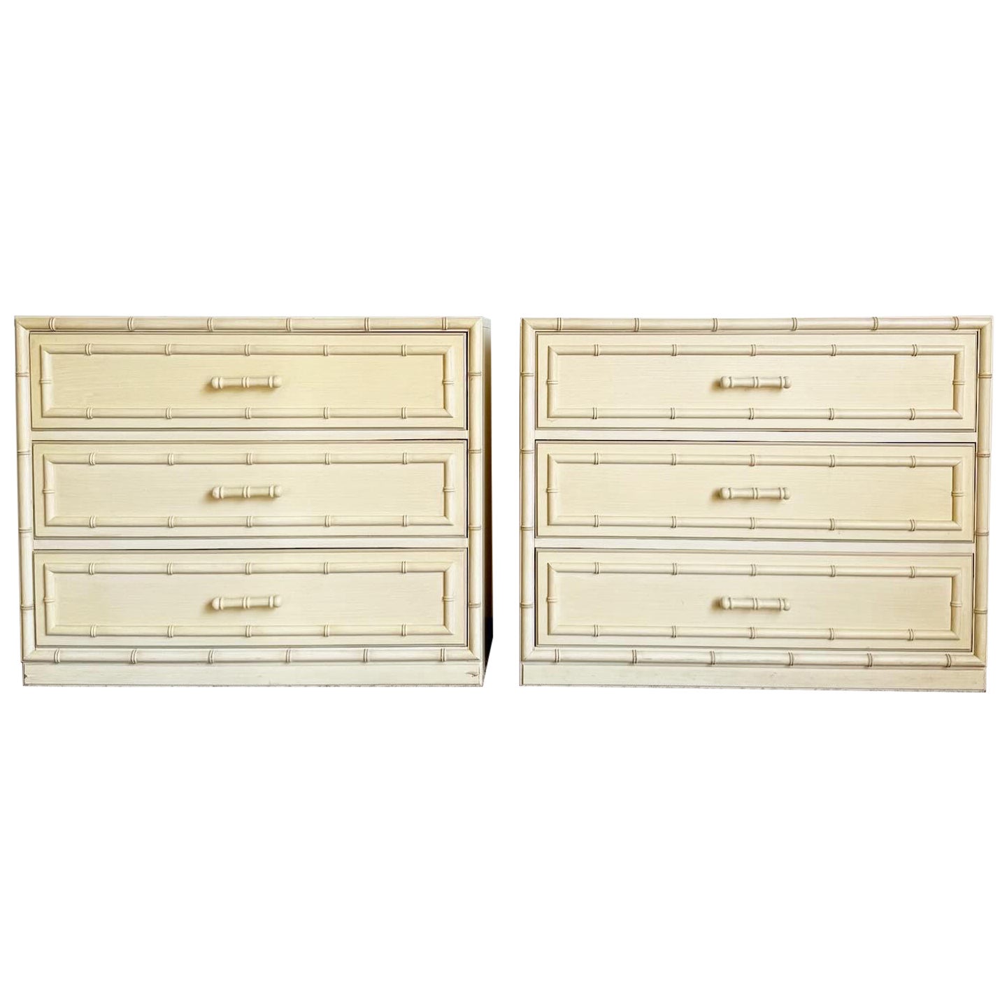 Regency Chic Faux Bamboo "Aloha" Chests of Drawers by Dixie - a Pair For Sale