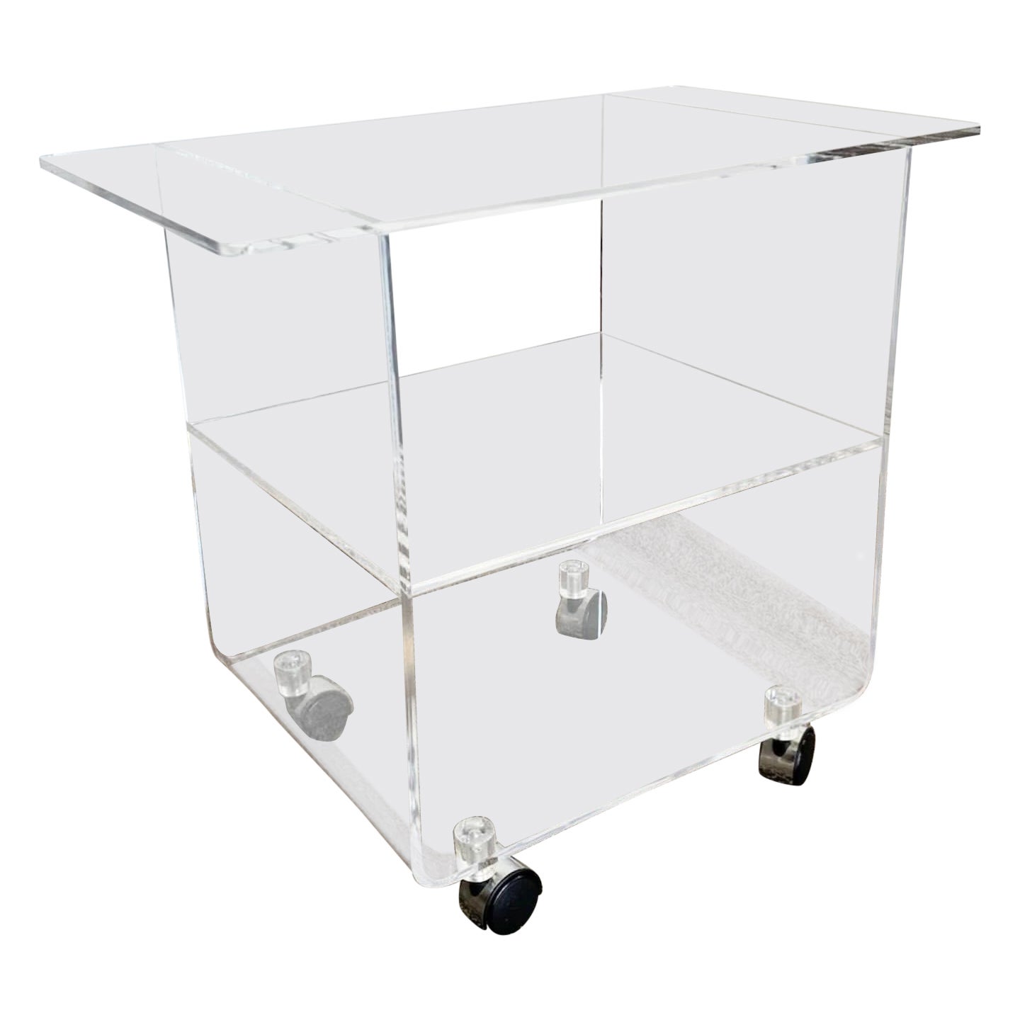 Postmodern Three Tier Lucite Bar Cart For Sale