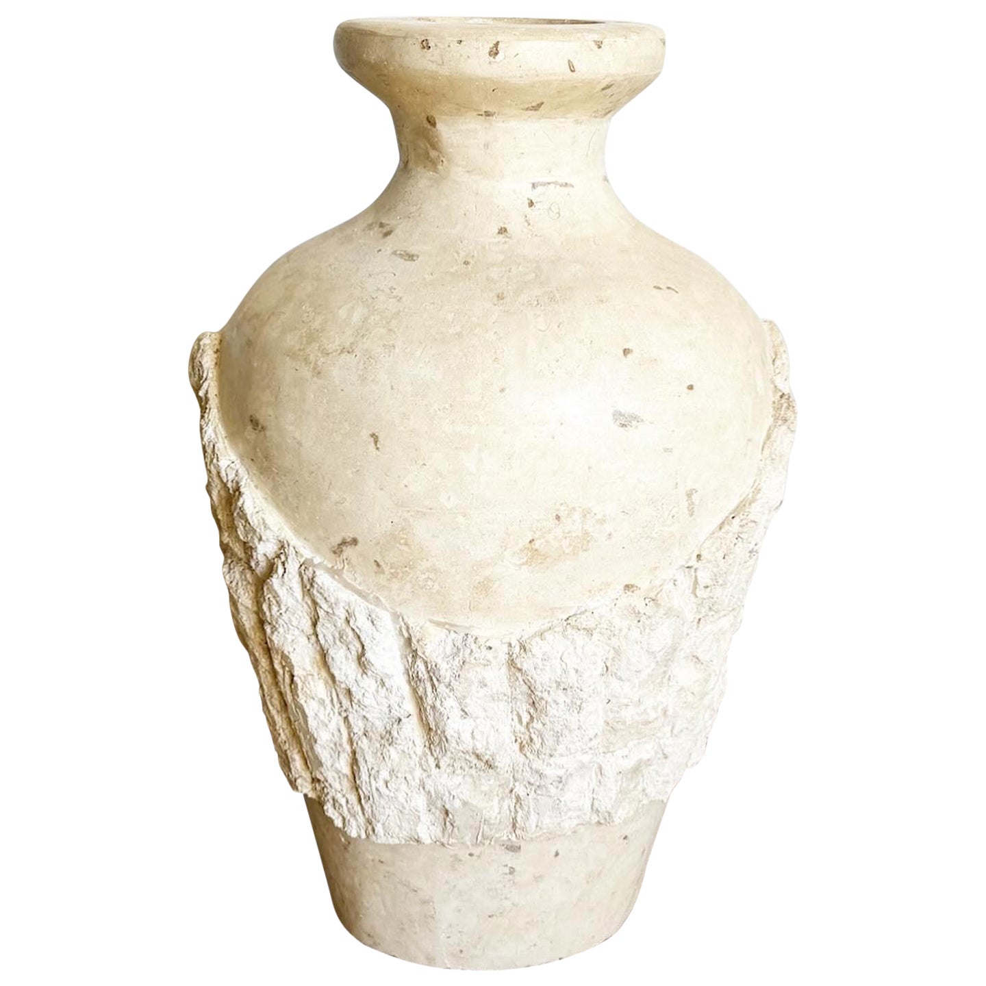 Postmodern Tessellated Raw and Polished Stone Floor Vase