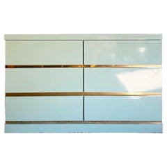 Used Postmodern Baby Blue Lacquer Laminate Dresser With Gold Accents