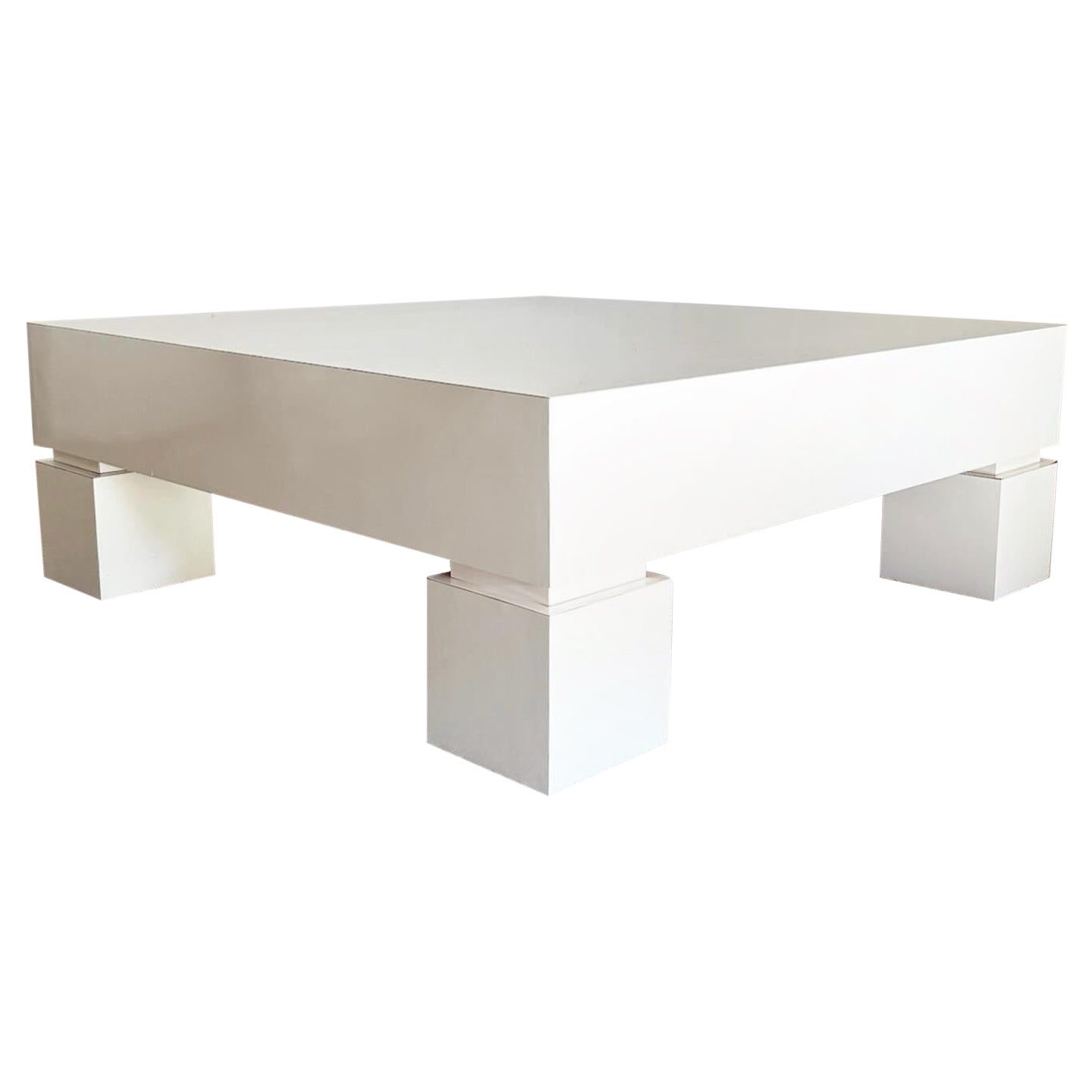 Postmodern White Lacquer Laminate Coffee Table