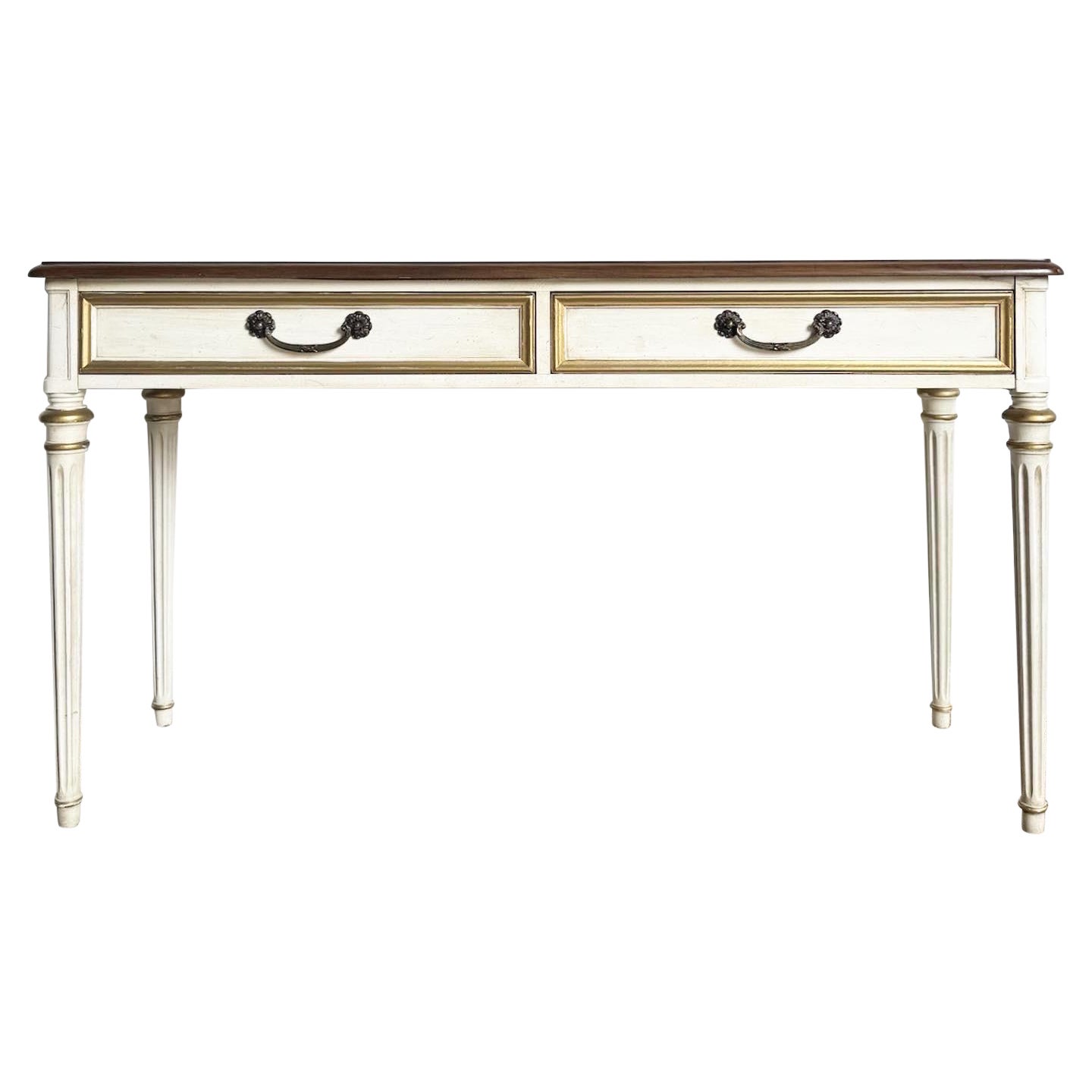 Louis the XVI Oak and Cream Console Table/Desk by Henredon For Sale