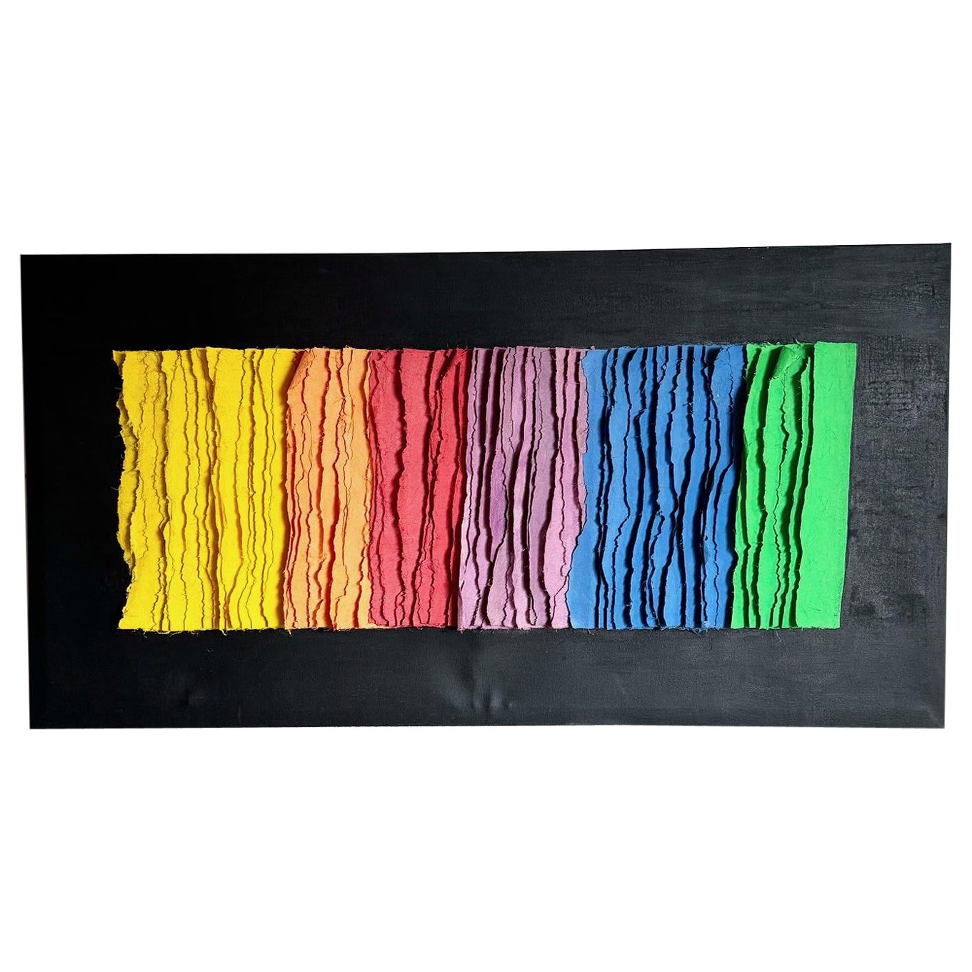 Postmodern Colored Paper Wall Art on Painted Black Canvas