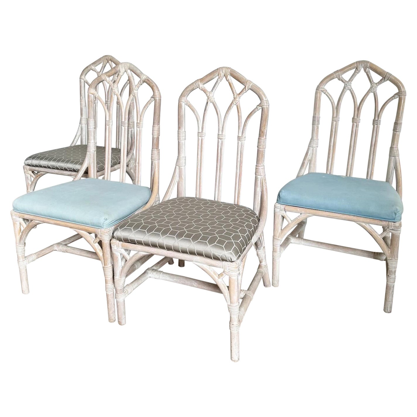 Boho Chic Bamboo Rattan Dining Chairs by Henry Link For Sale