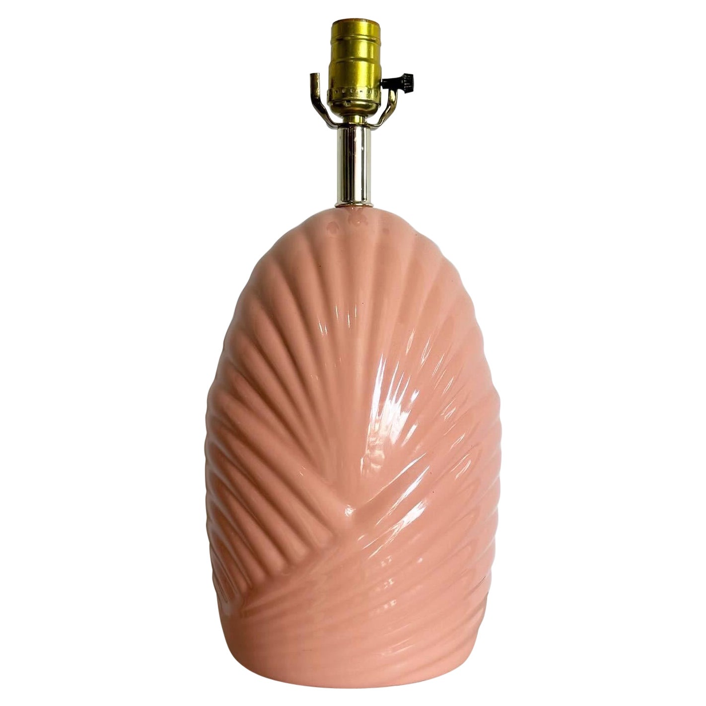 Postmodern Sculpted Coral Pink Scalloped Table Lamp For Sale