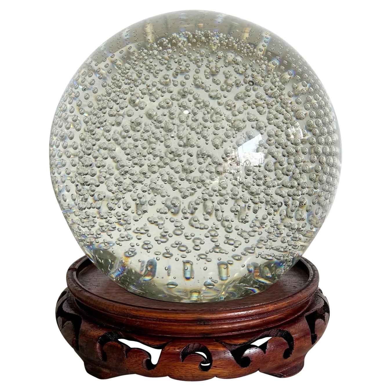 Vintage Bubbled Spherical Paper Weight Kaiser Krystal im Angebot