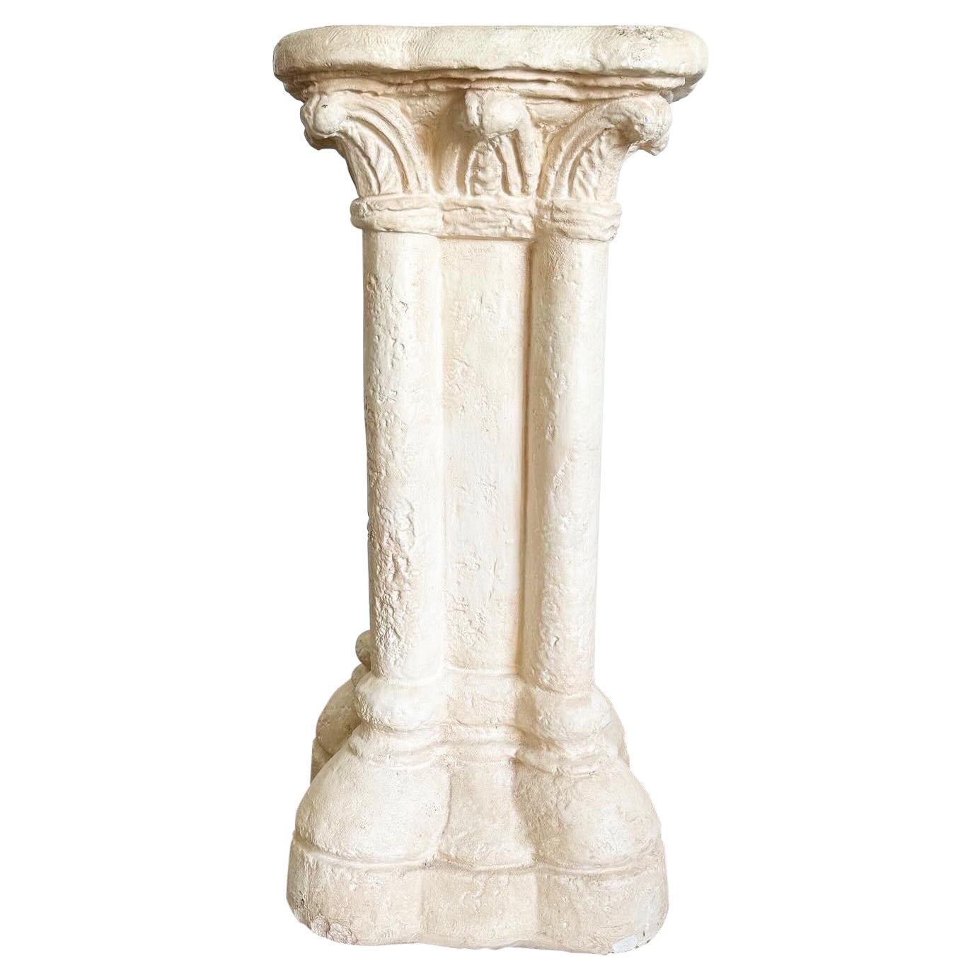Regency Plaster Cast Ceramic Pillar Pedestal For Sale