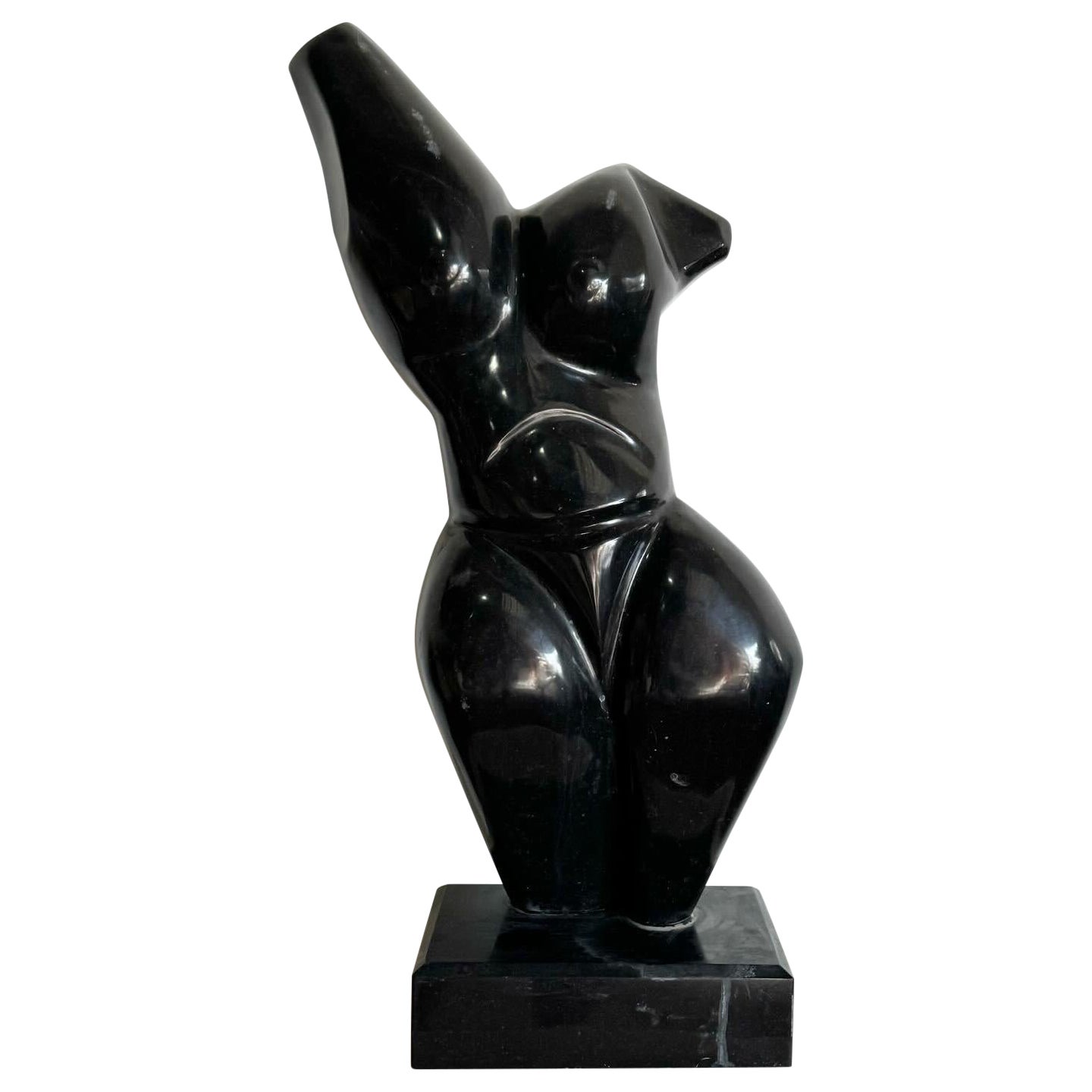 Black Marble Botero Torso Sculpture