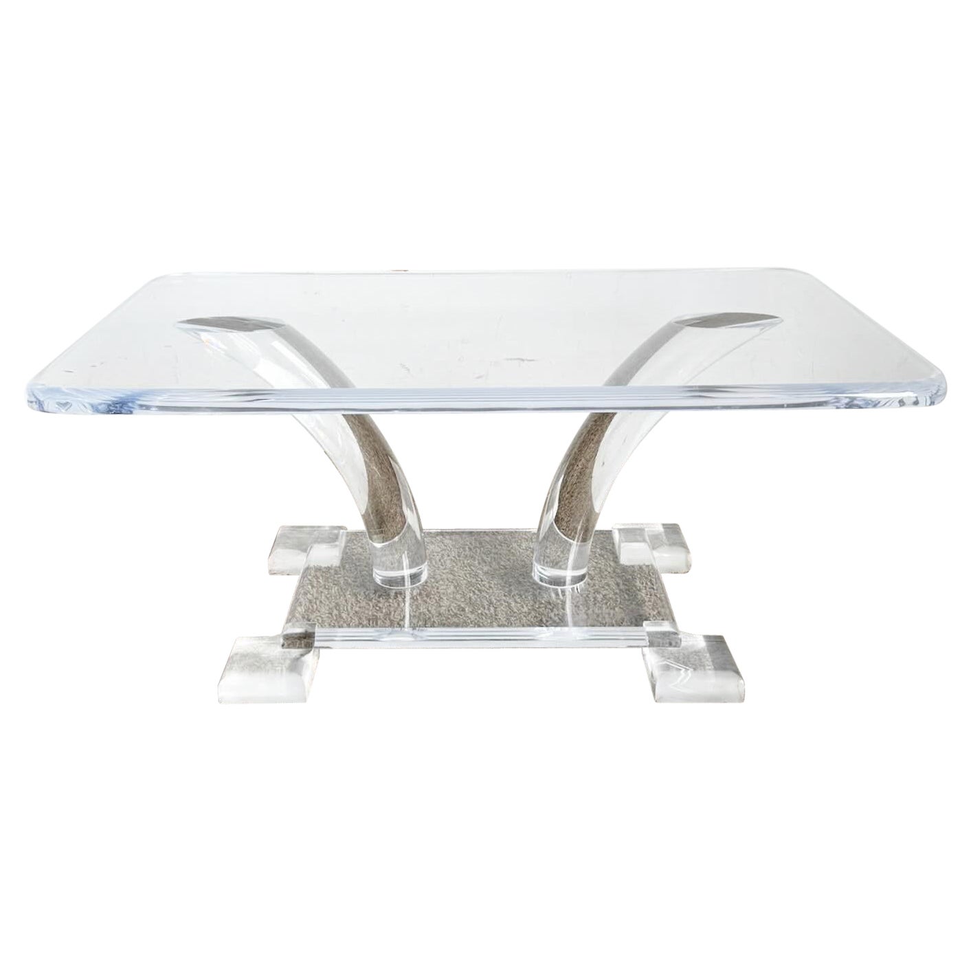 Mid Century Modern Chunky Lucite Coffee Table For Sale