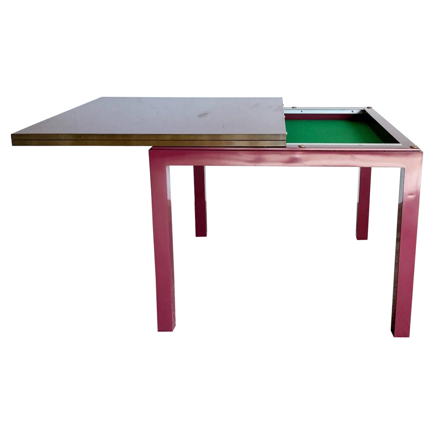 Table à cartes/salle à manger extensible postmoderne en stratifié laqué violet avec rangement