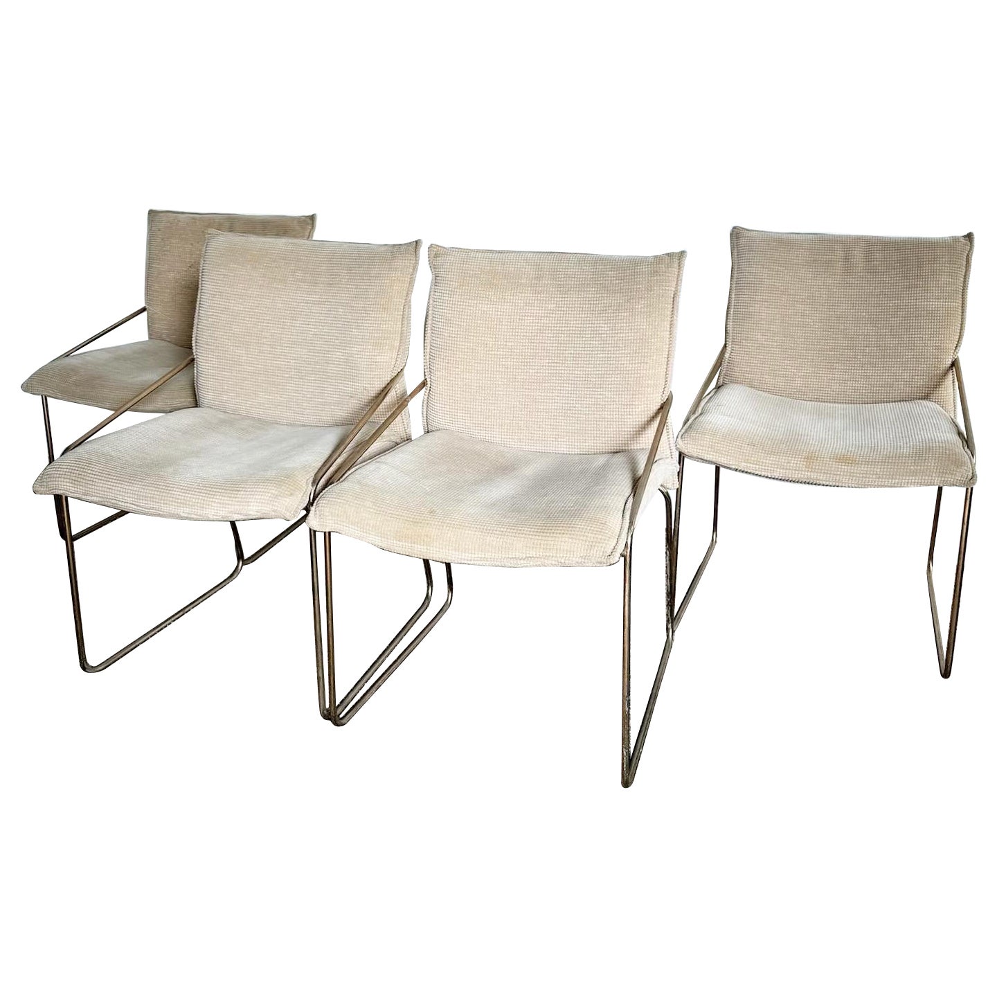 Italian Brass Finished Metal Dining Chairs by the Otto Gerdau Co. - Set of 4 For Sale