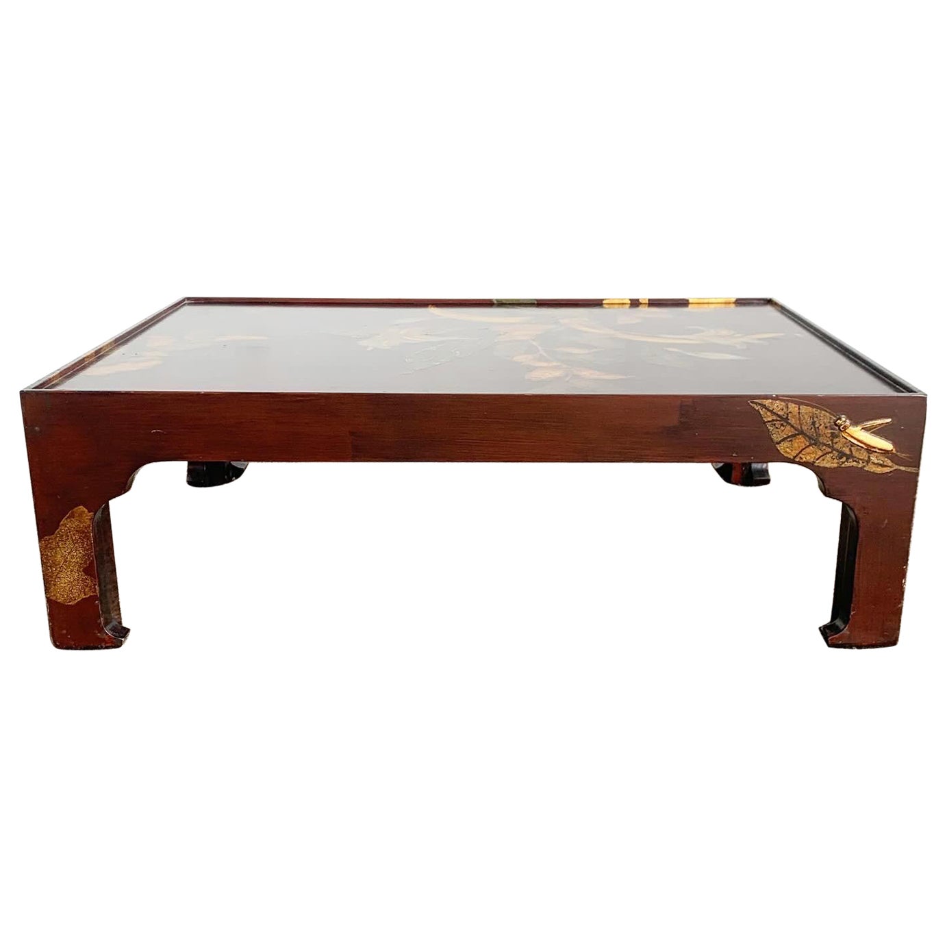 Table de prière asiatique vintage en bois incrusté