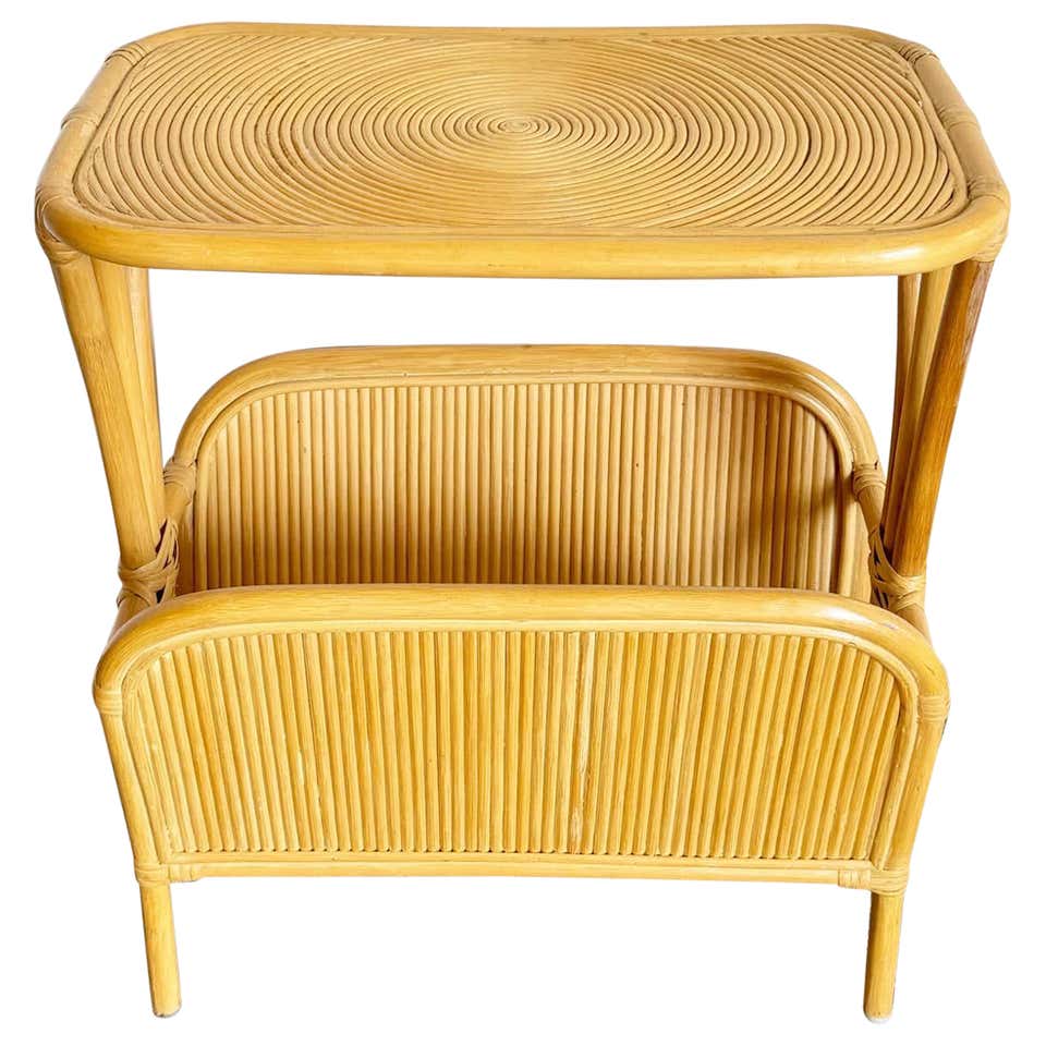 French Rattan and Bamboo Magazine Rack Side Table, 1950s For Sale at ...