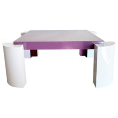 Postmodern Purple and White Lacquer Laminate Coffee Table