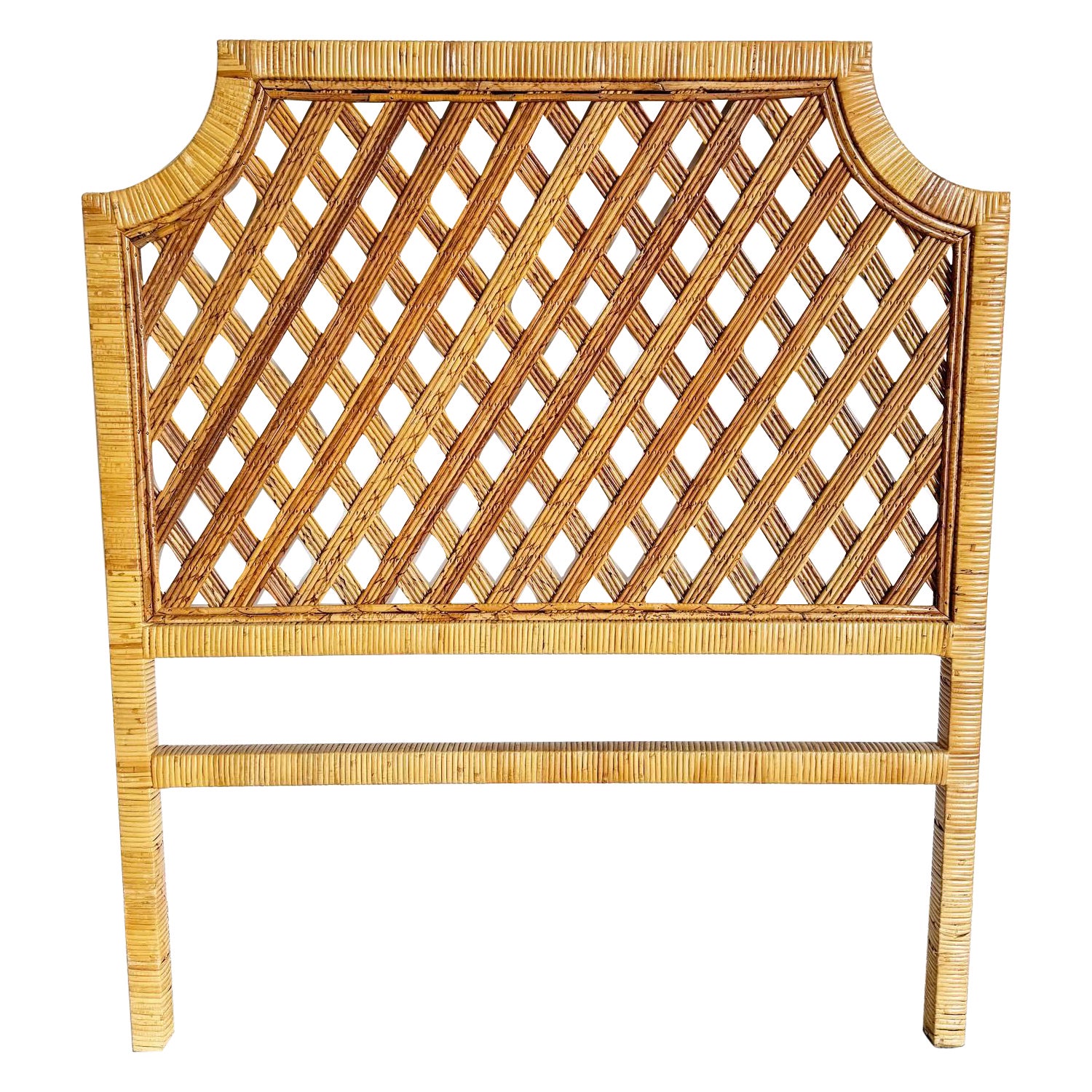 Boho Chic Rattan and Reed Twin Headboard For Sale