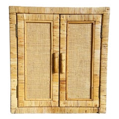 Boho Chic Wicker and Rattan Cubic Cabinet Side Table/Nightstand