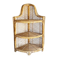 Boho Chic Demi Lune Rattan-Eckregal/Etagere aus Rattan