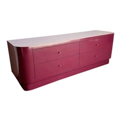 Vintage Postmodern Purple Lacquer Laminate Lowboy Dresser