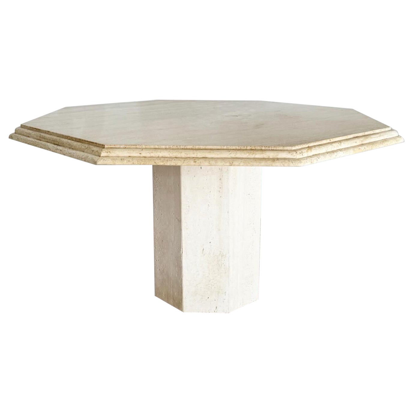 Italian Octagonal Travertine Dining Table For Sale