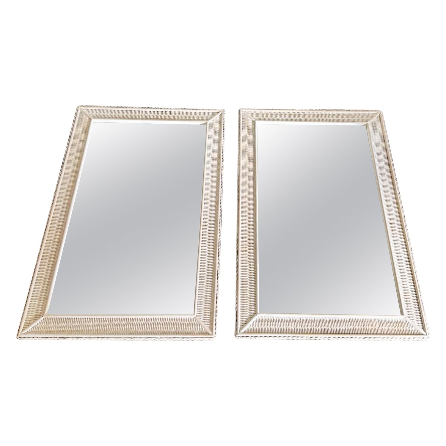 Miroirs muraux Henry Link en osier et rotin blanchi de style Boho Chic par Lexington