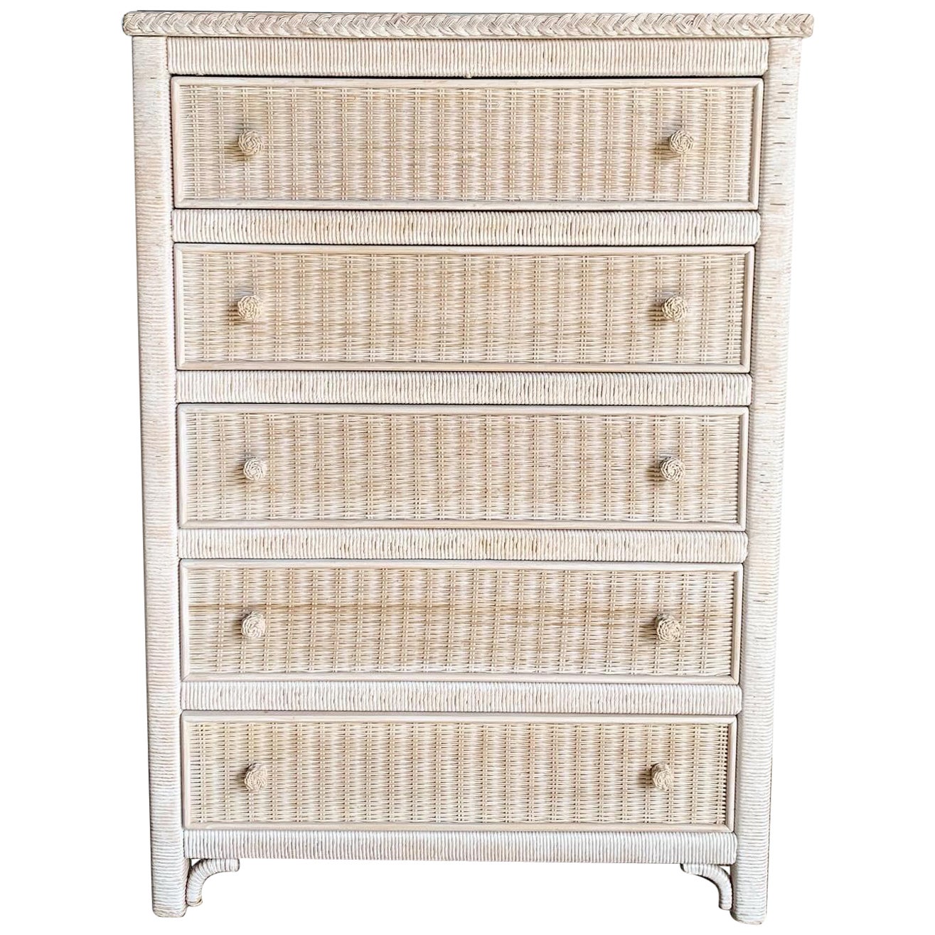 Boho Chic Wicker Rattan Henry Link Dresser by Lexington 6 Drawer For