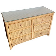 Boho Chic Wicker Rattan Henry Link Dresser by Lexington - 6 Drawer