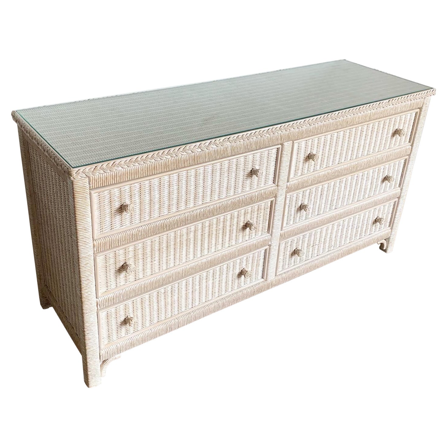 Boho Chic Wicker Rattan Henry Link Dresser by Lexington - 6 Drawer For ...