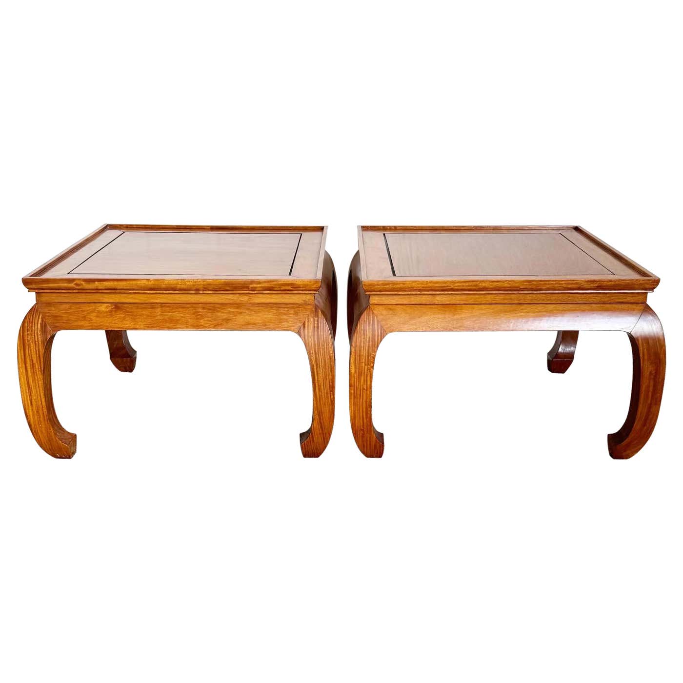 Chinoiserie Ming Style Wooden Side Tables - a Pair For Sale at 1stDibs