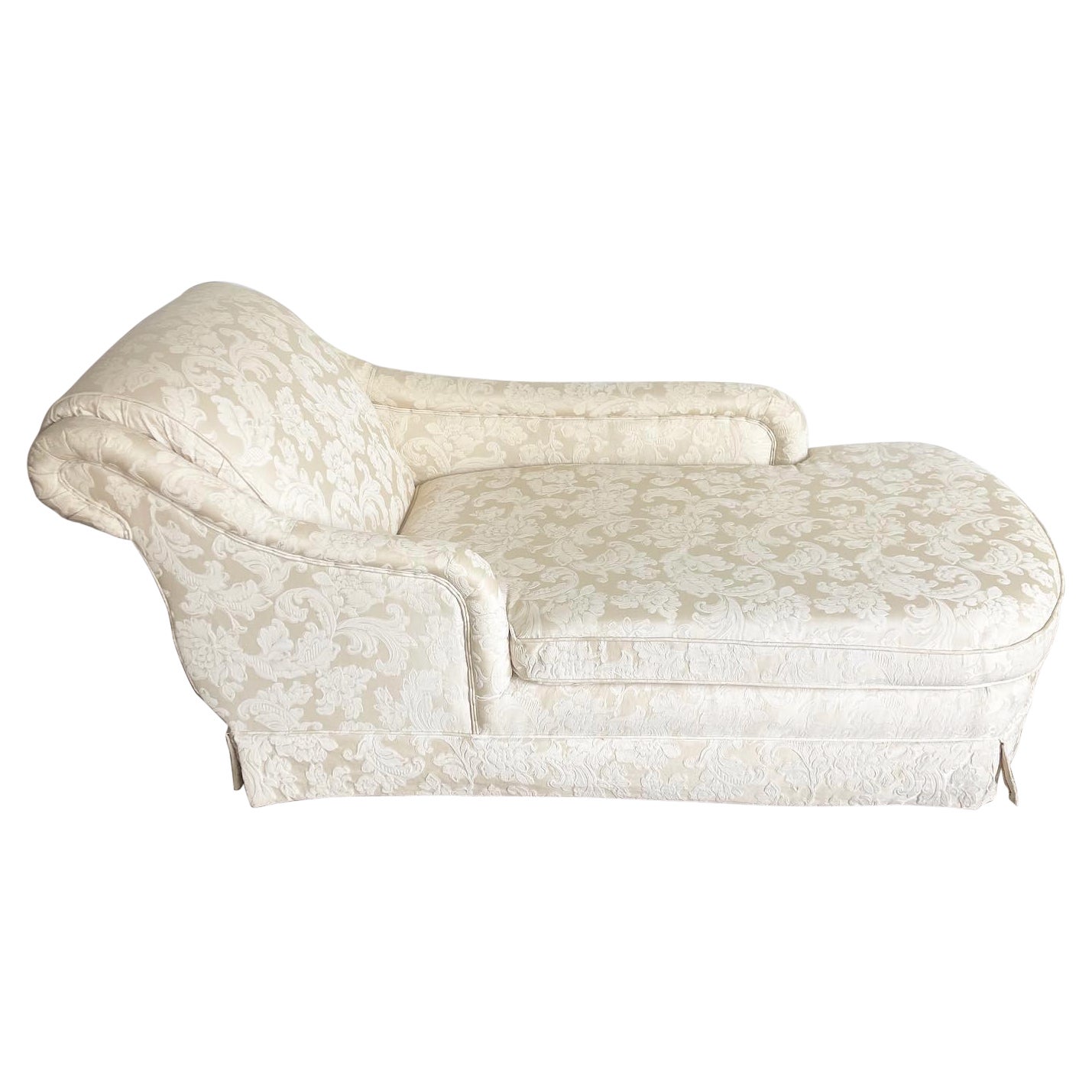 Regency Cream Fabric Chaise Lounge For Sale