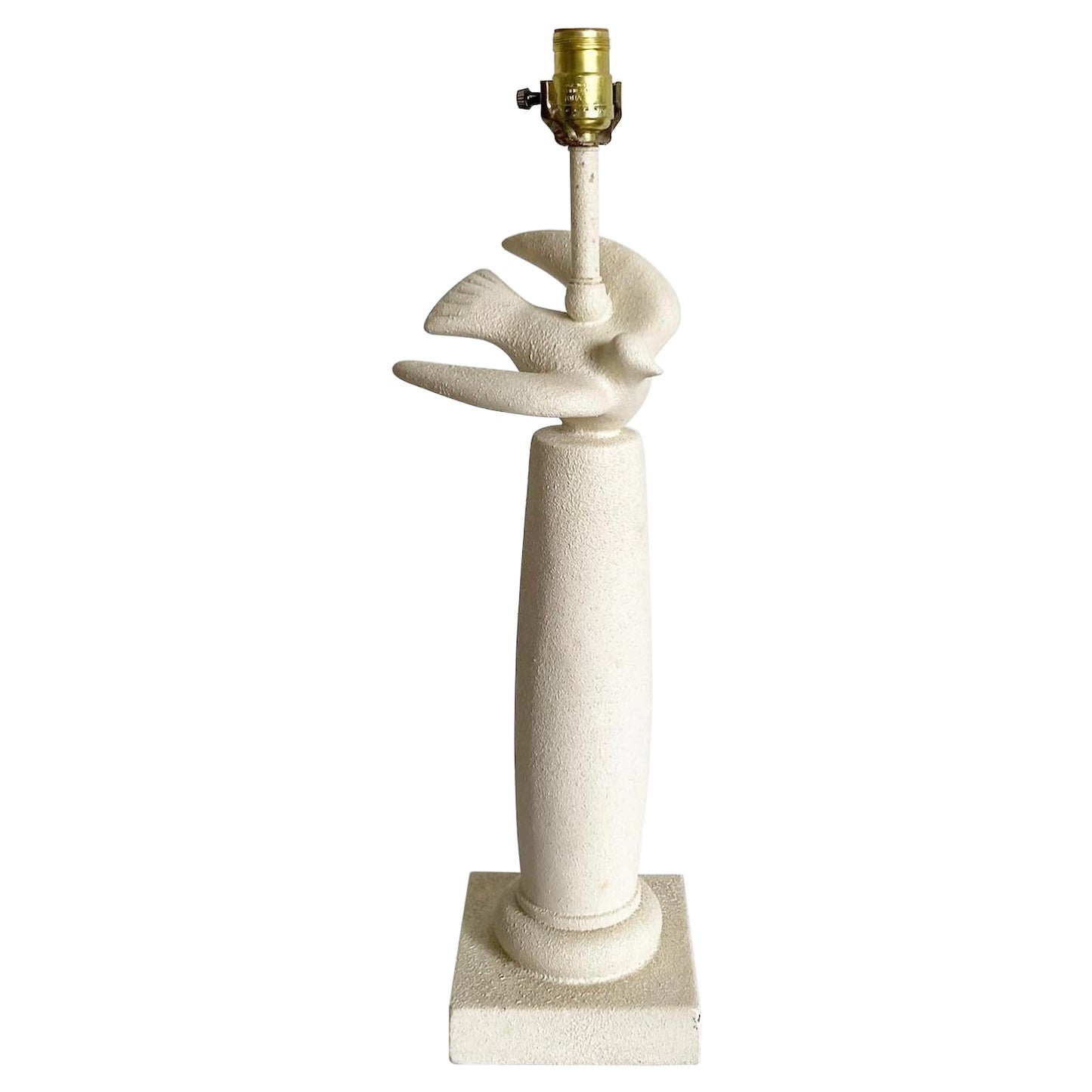 Lampe de table postmoderne en plâtre texturé avec colombe volante