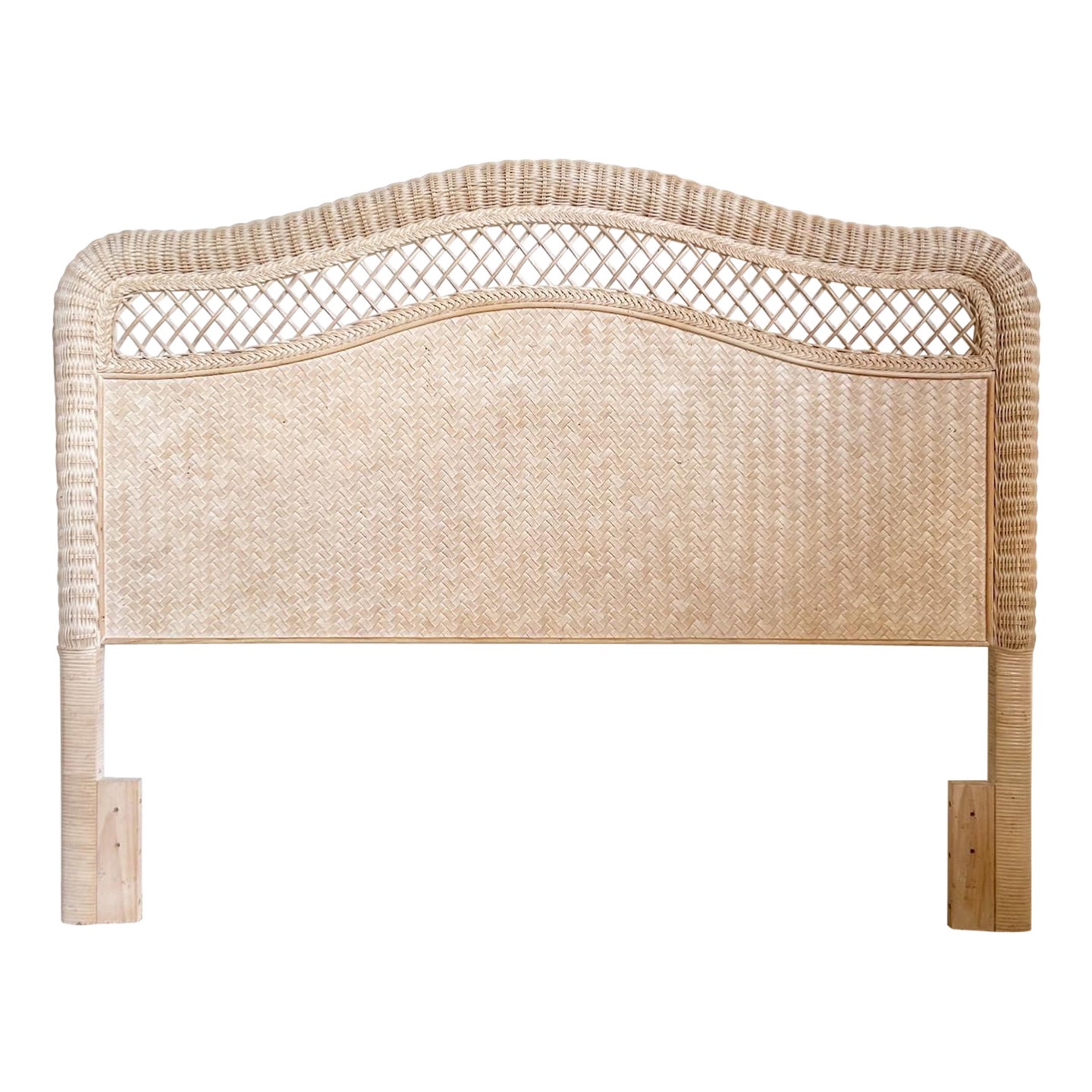 Boho Chic Rattan and Wicker Queen Headboard For Sale