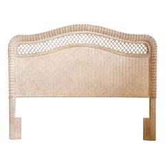 Used Boho Chic Rattan and Wicker Queen Headboard